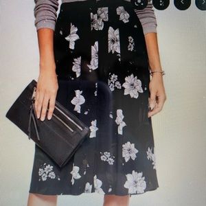 Pleated button front skirt